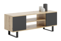 Szafka RTV FOCUS 135 cm loft, nogi metalowe - Dąb Artisan / Czarny