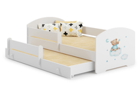 Łóżko dziecięce podwójne wysuwane LUK II 160x80 - Niebieski Miś
