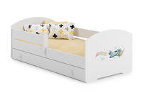 Łóżko dziecięce LUK 160x80 barierka szuflada grafika - Samolot