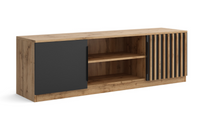 Szafka RTV KRES 160 cm Lamel - kolor Dąb wotan / czarny