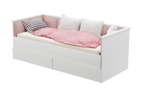 Łóżko podwójne HELIOS 200x160 - Białe, panele różowe